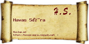 Havas Sára névjegykártya